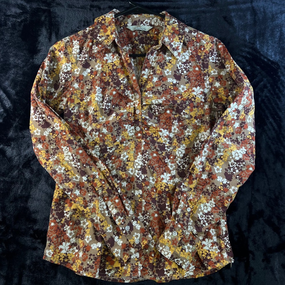 Bob Timberlake Floral‎ Button Down Shirt Long Sleeve Women Boho Hippie Size M